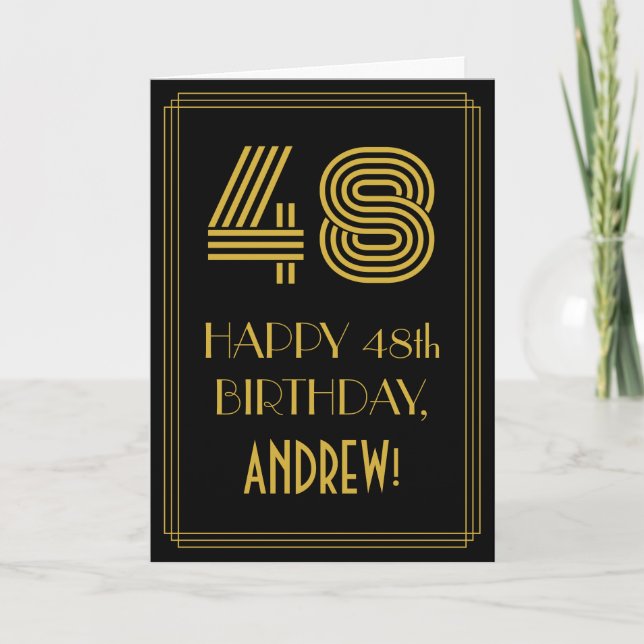 48th Birthday: Art Deco Inspired Look "48" & Name Card (Front)