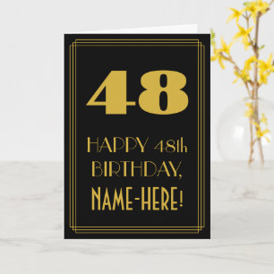48th Birthday – Art Deco Inspired Look "48" & Name Card