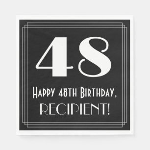 48th Birthday ~ Art Deco Inspired Look "48", Name Napkin