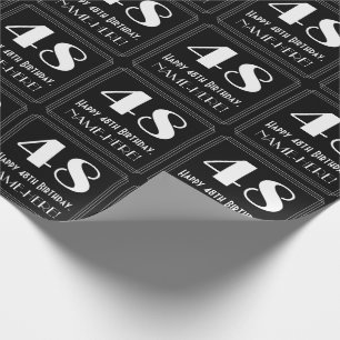 48th Birthday - Art Deco Inspired Look "48", Name Wrapping Paper