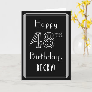 48th Birthday: Art Deco Style # 48 & Custom Name Card