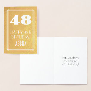48th Birthday ~ Art Deco Style "48" & Custom Name Foil Card