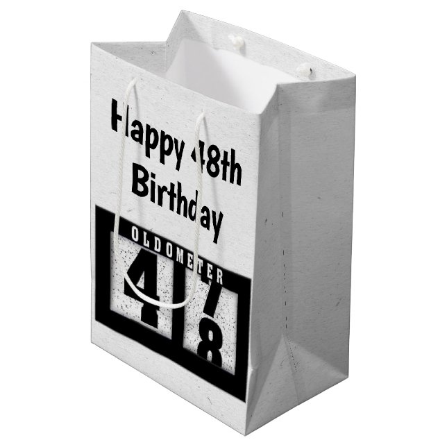 48th Birthday Black Odometer   Medium Gift Bag (Front Angled)