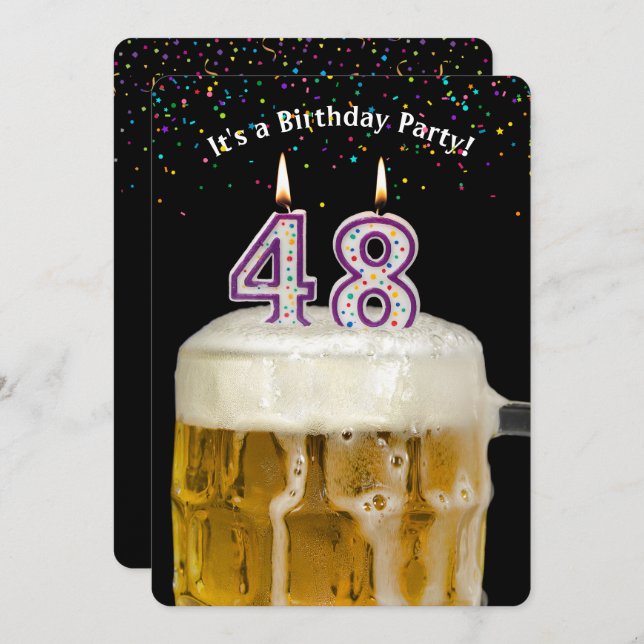 48th Birthday Candle Party Invitation (Front/Back)