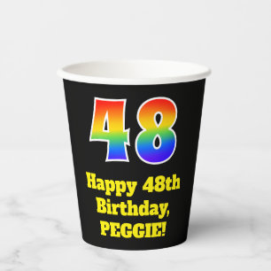 48th Birthday: Colourful, Fun, Exciting, Rainbow 4 Paper Cups