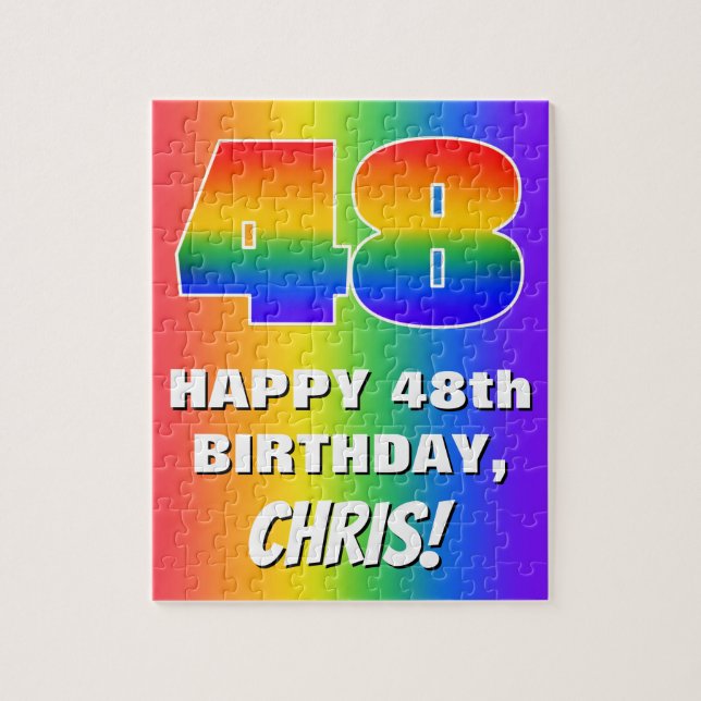 48th Birthday: Colourful, Fun Rainbow Pattern # 48 Jigsaw Puzzle (Vertical)