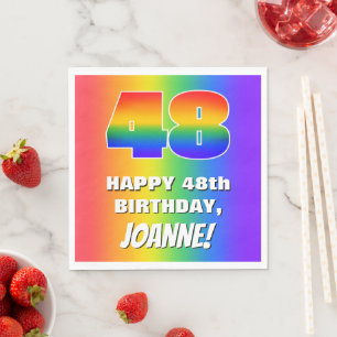 48th Birthday: Colourful, Fun Rainbow Pattern # 48 Napkin