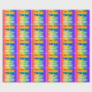 48th Birthday: Colourful, Fun Rainbow Pattern # 48 Wrapping Paper