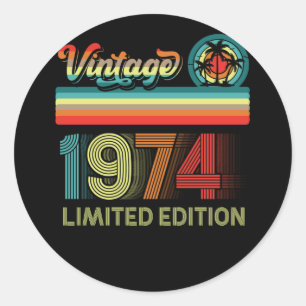 48th Birthday Decorations Men 48 Year Old 1974 Classic Round Sticker