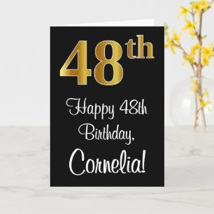 48th Birthday ~ Elegant Luxurious Faux Gold Look # Card