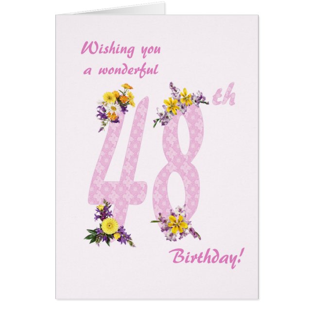 48th Birthday Flower Decorated Numbers (Front)