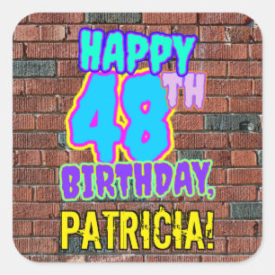 48th Birthday – Fun, Urban Graffiti Inspired Look Square Sticker