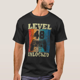 48th Birthday Level Unlocked Vintage For Gamers T-Shirt
