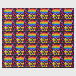 48th Birthday: Loving Hearts Pattern, Rainbow # 48 Wrapping Paper
