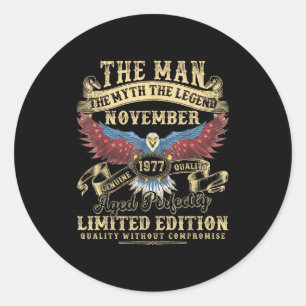 48th Birthday November 1977 Men Funny 48 Years Old Classic Round Sticker