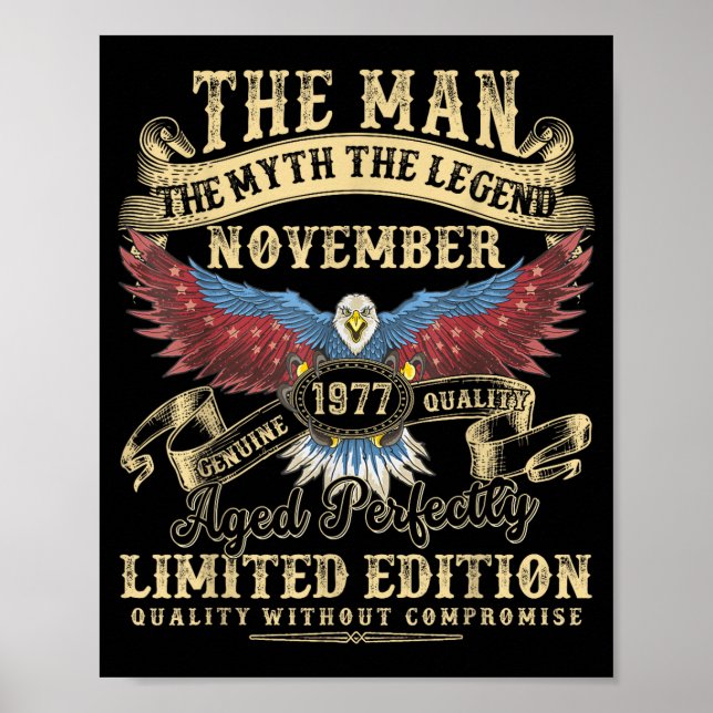 48th Birthday November 1977 Men Funny 48 Years Old Poster (Front)