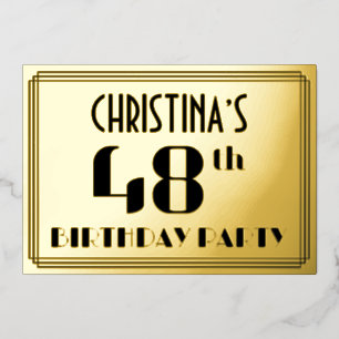 48th Birthday Party: Art Deco Look “48” and Name