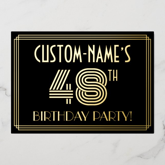 48th Birthday Party — Art Deco Style “48” + Name (Front)