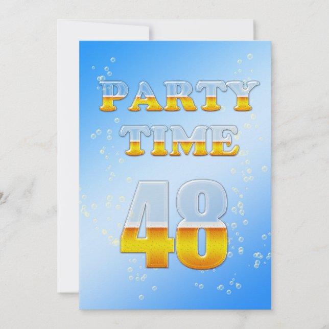 48th birthday party invitation with beer (Front)