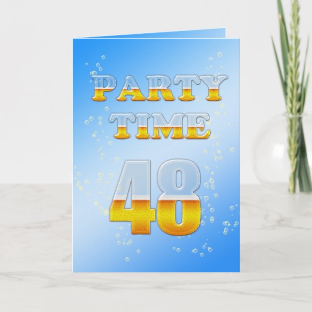 48th birthday party invitation with lots of beer (Front)