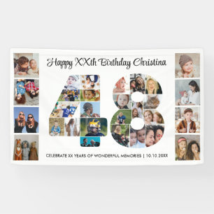 48th Birthday Party Number 48 Photo Collage Banner