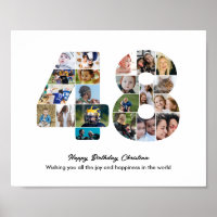 48th Birthday Party Number 48 Photo Collage