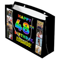 48th Birthday: Rainbow Text, Custom Photos & Name
