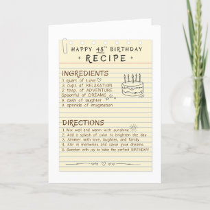 48th Birthday Recipe Card