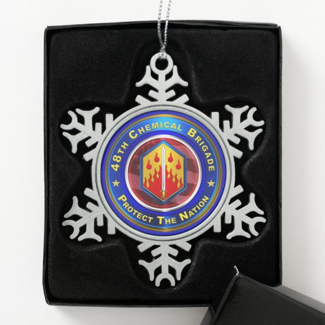 48th Chemical Brigade  Snowflake Pewter Christmas Ornament (Box)