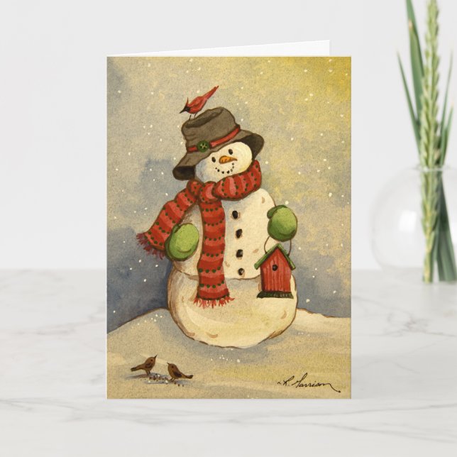 4905 Snowman & Birdhouse Birthday Card (Front)