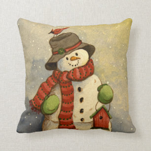 4905 Snowman & Birdhouse Christmas Cushion
