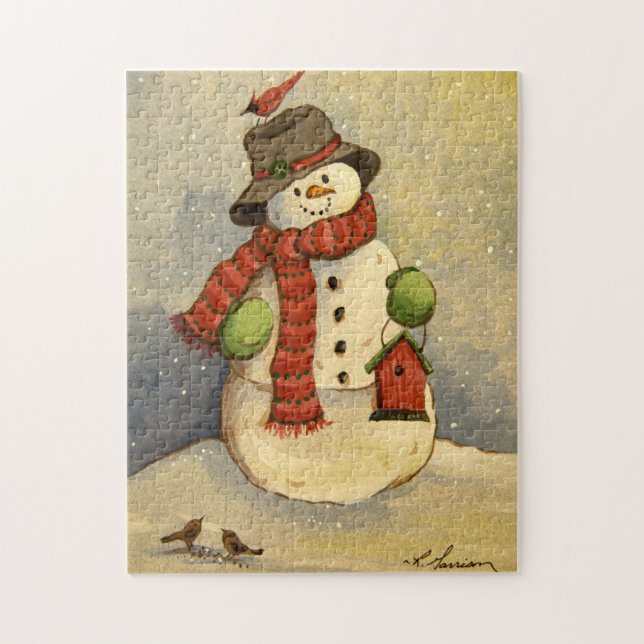 4905 Snowman & Birdhouse Christmas Jigsaw Puzzle (Vertical)