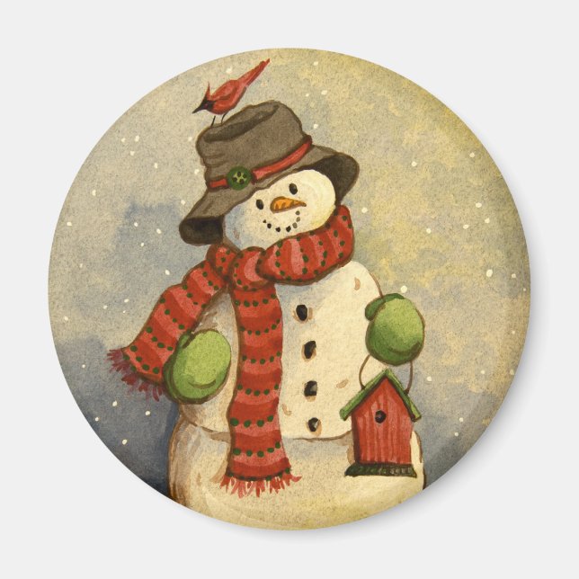 4905 Snowman & Birdhouse Christmas Magnet (Front)