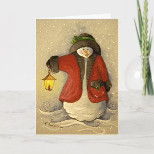 4910 Snowman & Lantern Christmas Holiday Card