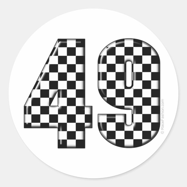 49 chequered number classic round sticker (Front)