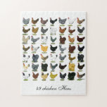 49 Chicken Hens Jigsaw Puzzle<br><div class="desc">Forty-nine hens in a variety of breeds and colours look snappy on everything from shirts and posters to cards and aprons!</div>