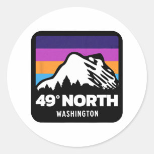 49 Degrees North Washington Snowboarding Skiing Fa Classic Round Sticker