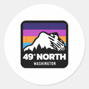 49 Degrees North Washington Snowboarding Skiing Fa Classic Round Sticker
