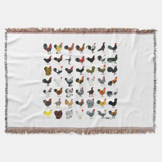 49 Roosters Throw Blanket (Front)