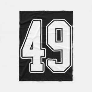 #49 White Outline Number 49 Sports Fan Jersey Styl Fleece Blanket