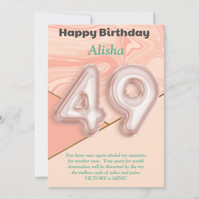 49 year old girls Happy Birthday card (Front)