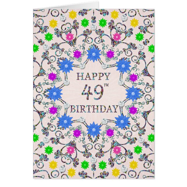 49th Birthday Abstract Flowers  (Front)