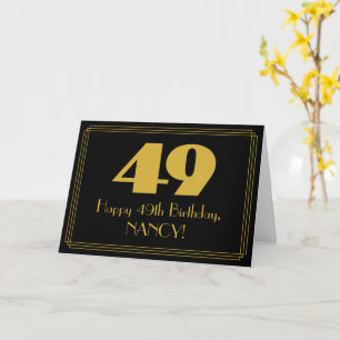 49th Birthday: Art Deco Inspired Look "49" & Name Card