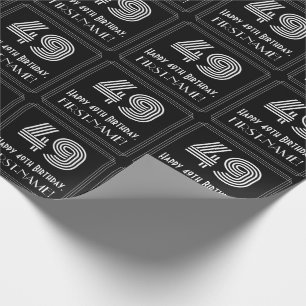 49th Birthday: Art Deco Inspired Look "49" w/ Name Wrapping Paper
