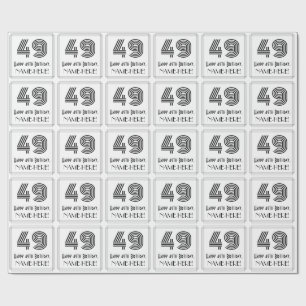 49th Birthday: Art Deco Inspired Style "49" + Name Wrapping Paper