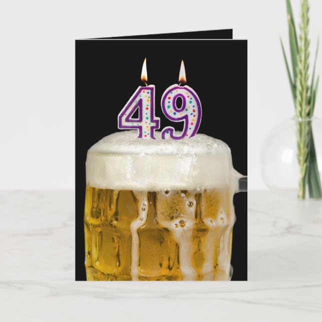 49th Birthday Beer on black Card (Front)