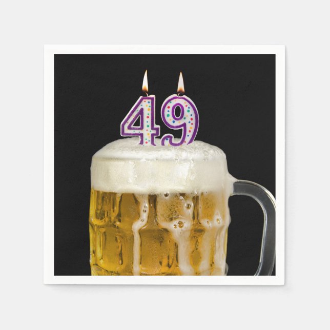 49th Birthday Beer on black Napkin (Front)