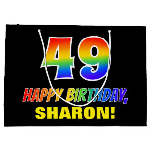 49th Birthday: Bold, Fun, Simple, Rainbow 49 Large Gift Bag