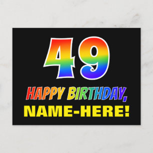 49th Birthday: Bold, Fun, Simple, Rainbow 49 Postcard