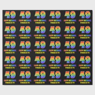 49th Birthday: Bold, Fun, Simple, Rainbow 49 Wrapping Paper